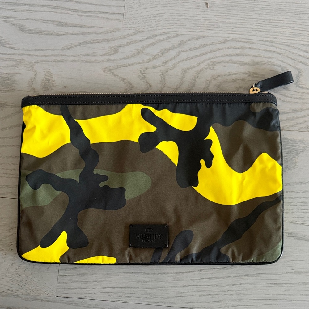 Valentino Camouflage Toiletry Bag - Yellow and Olive